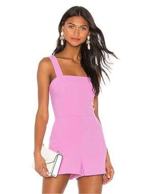 Amanda Uprichard Pink Square-Neck Romper